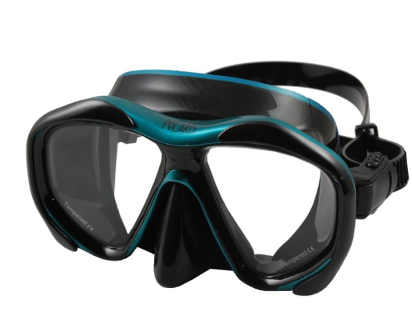Maske Art - Schwarz / Petrol Schwarzes superweiches Silikon mit farblich abgesetztem Rand